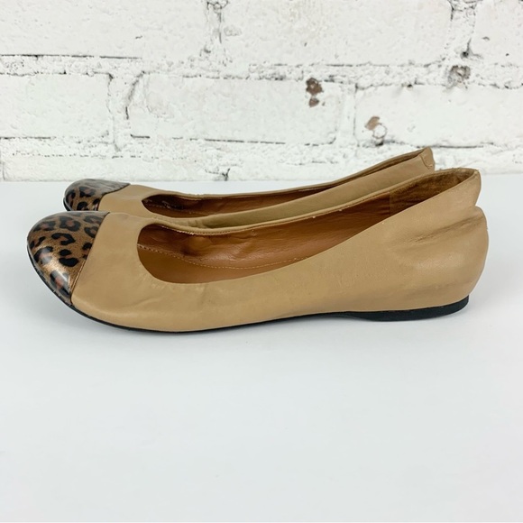 J. Crew Anya Patent Leopard Brown Leather Hidden Wedge Ballet Slip On Flats 7.5 - Picture 2 of 12